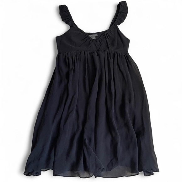 A/X Armani Exchange Dresses & Skirts - AX Armani Exchange 100% Silk Black Ruffle Babydoll Camisole Mini Dress ✨